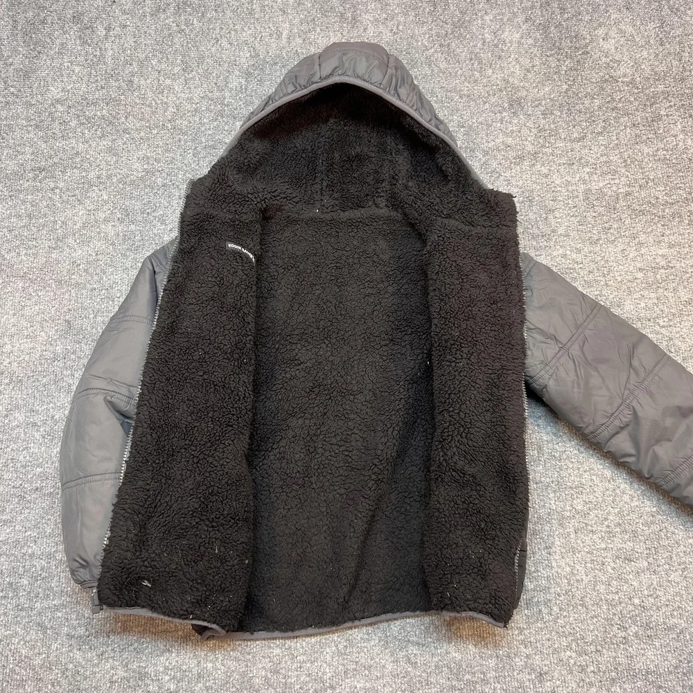 Eddie Bauer Jacket Kids Medium 10/12 Gray Hooded Fleece Lined Puffer Winter